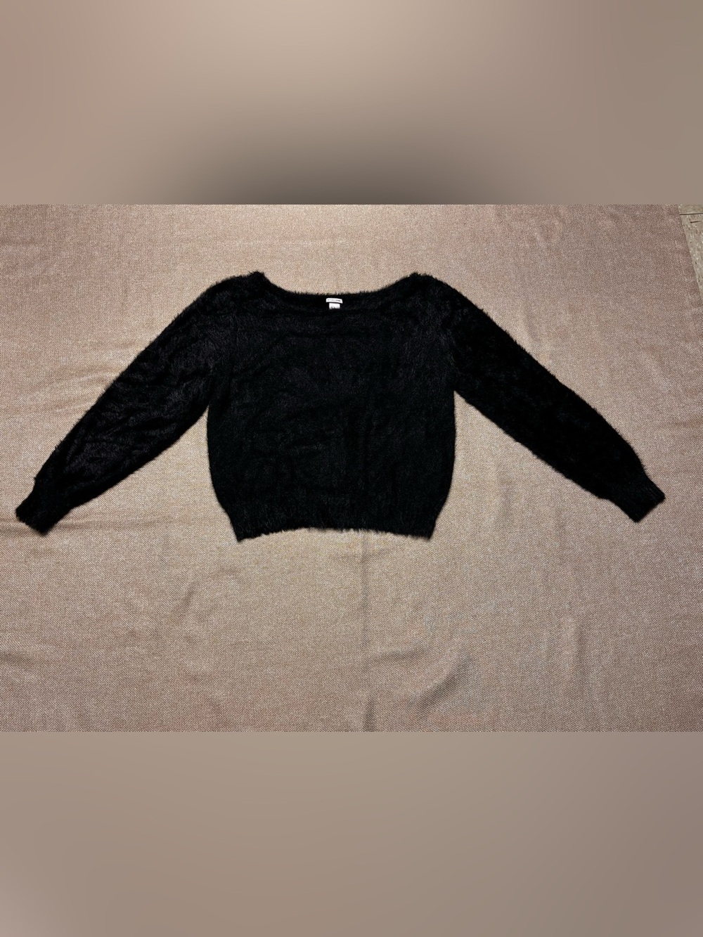 Victoria's Secret Black Fuzzy Crewneck Sweater size small